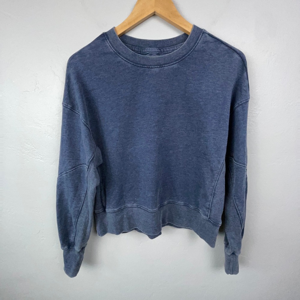 Sunnyside by Sundry Sweatshirt Women Small Blue French Terry Long Sleeve Crew